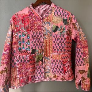 Beautiful NWOT pink floral quilted jacket